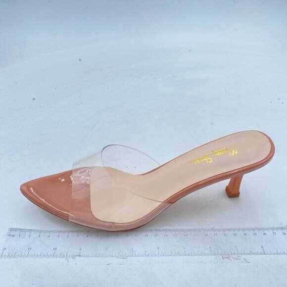 Milooey Women's Comfy Kitten Heel Mules Open Pointed Toe Slide Sandals Cute - Picture 2 of 7